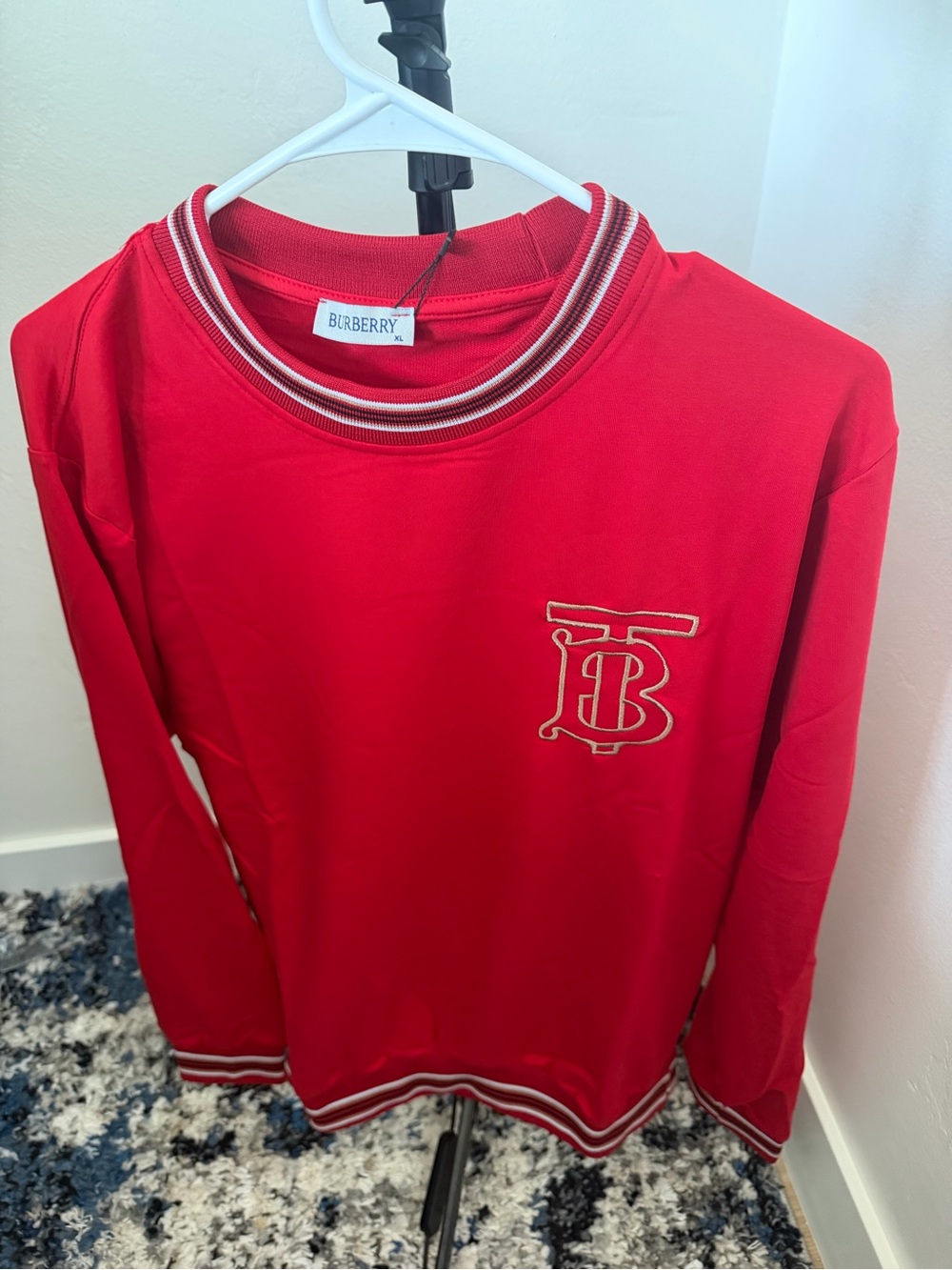 Burberry Kids Red Crewneck Sweatshirt with TB Monogram